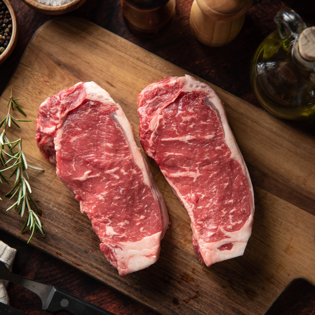 Grass-finished beef New York strip steak from SK Prime Pastures
