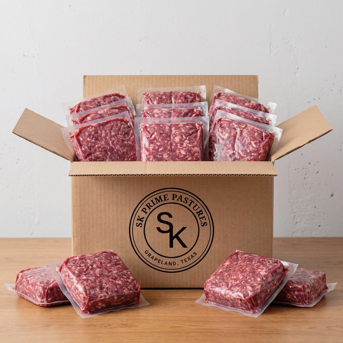 Primal Ground Beef Freezer Box — SK Prime Pastures, Grapeland TX